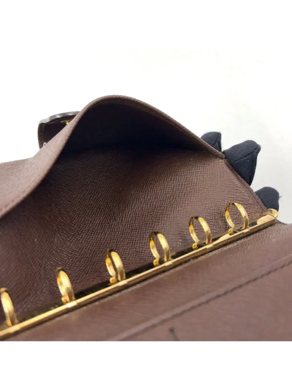 Louis Vuitton Agenda PM Damier Leather Brown Notebook Cover Gold